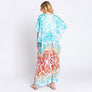 DIONA J DAMASK PRINT OPEN FRONT LONG KIMONO ONE SIZE COLOR BLUE