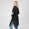 DIONA J PEARL DECO TRIM KIMONO W/DRAW STRIN ONE SIZE COLOR BLACK