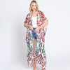 DIONA J DAMASK PRINT OPEN FRONT LONG KIMONO ONE SIZE COLOR RED