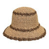 CC PAPER STRAW HAND CROCHET CLOTHE BUCKET HAT WITH SCALLOP EDGE DETAILS IVORY