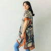 DIONA J MIXED PAISLEY PRINT KIMONO CARDIGAN ONE SIZE COLOR BROWN
