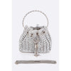 DIONA J RHINESTONE ICONIC TOP HANDLE BUCKET BAG COLOR SILVER