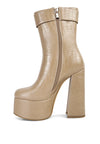 Bumpy Croc High Block Heeled Chunky Ankle Boots