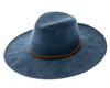 Faux suede wide brim panama hat with braided band