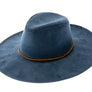 Faux suede wide brim panama hat with braided band