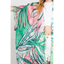 DIONA J HAND DRAWN TROPICAL LEAVES KIMONO ONE SIZE GREEN