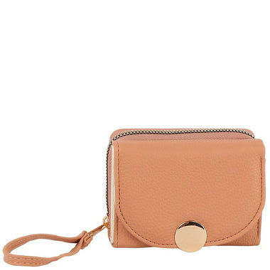 DIONA J WOMEN FASHION SMOOTH SOLID HAND STRAP ZIPPER WALLET COLOR LIGHT BROWN