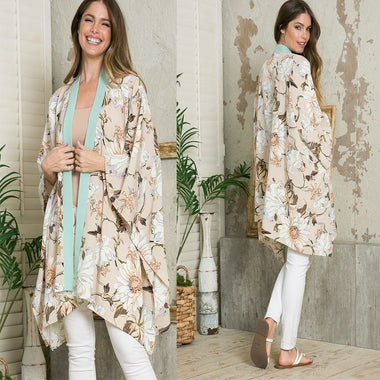 DIONA J LILY LIA FLORAL KIMONO ONE SIZE COLOR NUDE