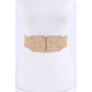 DIONA J DOUBLE BUCKLE PLUS SIZE STRAW ELASTIC BELT KHAKI