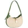 ROUND CURVED TWO TONE TEXTURED SHOULDER BAG COLOR OLIVE