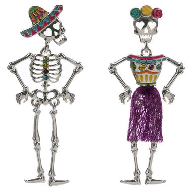 Halloween Skeleton Couple Post Dangle Earring