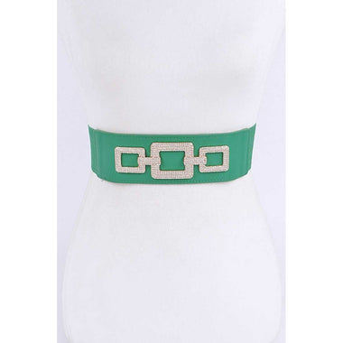 DIONA J PLUS SIZE CRYSTAL ACCENT ELASTIC BELT COLOR GREEN
