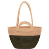 DIONA J TWO TONE SHOULDER TOTE BAG COLOR GREEN AND BROWN