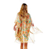 DIONA J FLORAL PRINTED SILKY KIMONO ONE SIZE COLOR BEIGE
