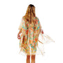 DIONA J FLORAL PRINTED SILKY KIMONO ONE SIZE COLOR BEIGE