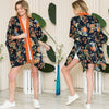 DIONA J NEW BOOT FLORAL KIMONO ONE SIZE COLOR NAVY BLUE