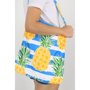 DIONA J 2 IN 1 PINEAPPLE BEACH TOWEL TOTE BAG COLOR BLUE