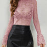 Mock Neck Long Sleeve Lace Top