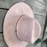 Faux suede wide brim panama hat with braided band