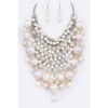 DIONA J MIX PEARLS RUNWAY STATEMENT NECKLACE SET COLOR GOLD/CREAM