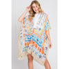 DIONA J WATERCOLOR BOHO GEOMETRIC PRINT KIMONO ONE SIZE COLOR BEIGE