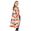 DIONA J TROPICAL PRINT HALF SLEEVE KIMONO COVER UP KIMONO ONE SIZE COLOR CORAL