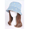 DIONA J FLOWRE EMBROIDERED DENIM BUCKET HAT COLOR LIGHT BLUE