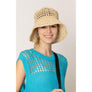 DIONA J SOLID STRAW BUCKET HAT ONE SIZE COLOR BEIGE