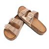 Sparkly Jeweled Slide Sandals Rose Gold Rhinestone-Embellished Slip-On Comfort Flats for Casual and Dressy Looks
