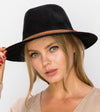 Vegan suede fedora with braided trim