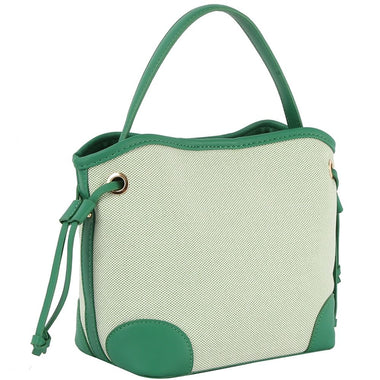 TEXTURED DRAWSTRING HANDLE SATCHEL BAG GREEN