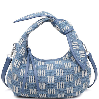 DIONA J FASHION KNOT HANDLE CHIC ZIPPER CROSSBODY BAG COLOR DENIM