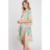 DIONA J HAND DRAWN WATERCOLOR FLOWER GARDEN KIMONO ONE SIZE COLOR BEIGE