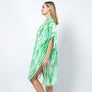 DIONA J ABSTRACT FOIL PRINT KIMONO ONE SIZE COLOR GREEN