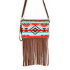 Diona J Women's Designer Aztec Print Tassel Party Stylish Crossbody Bag Brown