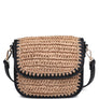 DIONA J WOMEN'S CHIC STRAW MODISH ADJUSTABLE STRAP CROSSBODY BAG COLOR BLACK