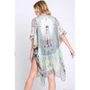 DIONA J TIE DYE PRINTED KIMONO CARDIGAN ONE SIZE COLOR BLUE