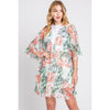 DIONA J FLOWER PATTERN FRILL KIMONO ONE SIZE MULTICOLOR