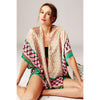 DIONA J MULTI PRINTED SILK KIMONO ONE SIZE COLOR BLACK/MULTI