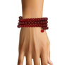 Coiled Red Pearl Glass Bead Wrap Bracelet Women