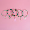 Pink Green Glass Love AKA Bracelets|Stretch to Fit