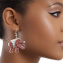 DST Red Elephant Rhinestone Fish Hook Earrings