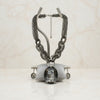 Pendant Black Oval Crystal Hematite Chain Necklace