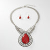 Pendant XL Red Cracked Teardrop Tribal Necklace
