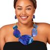 Marbled Blue Oceanic Dipped Collar Necklace