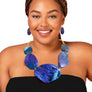 Marbled Blue Oceanic Dipped Collar Necklace