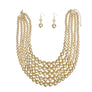 Pearl Necklace Gold Metallic 5 Strand Set Women