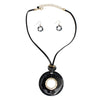 Pendant Tribal Black Leopard Ring Leather Necklace