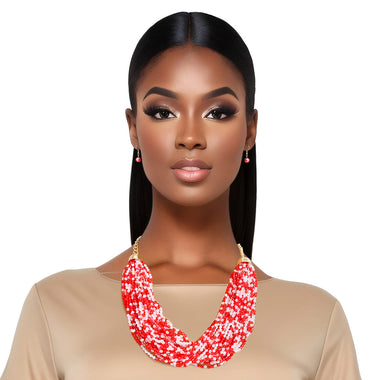 DST 34 Strand Red Bead Set|22 + 2.5 inches