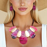 Bib Fuchsia Shades Teardrop Brown Cord Necklace